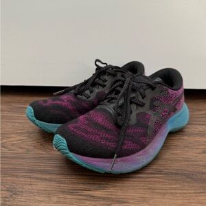Asics Gel Nimbus Lite 2 Running Shoes Black Purple Blue Women"s Size 7 1/2